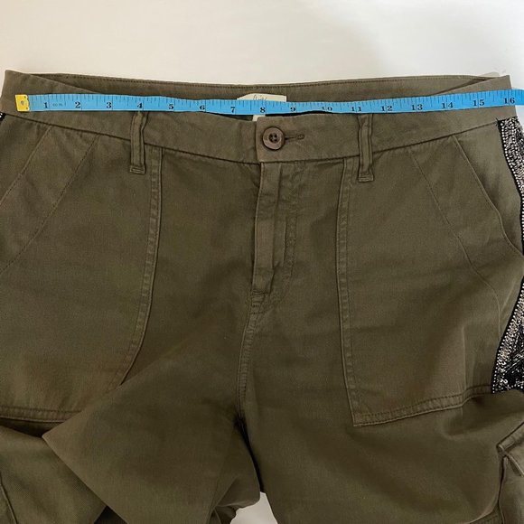 Joie Olive Green Beaded Side Detail Casual Cargo Pants - Picture 7 of 8